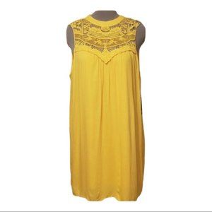 As U Wish Yellow Sleeveless Sheath Dress w/ Lace Bodice Sz M